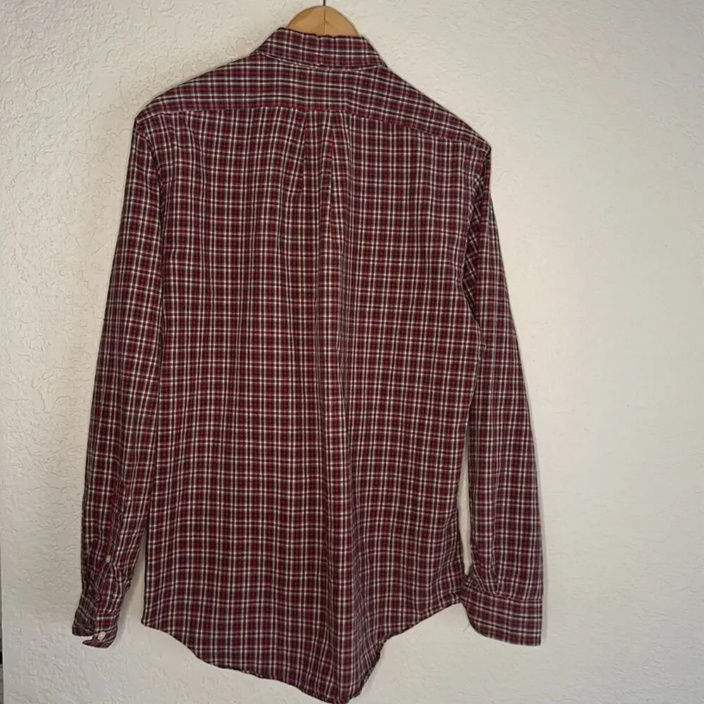Ralph Lauren Button Up Shirt Long Sleeve Red Plaid Winter Classic Preppy Large